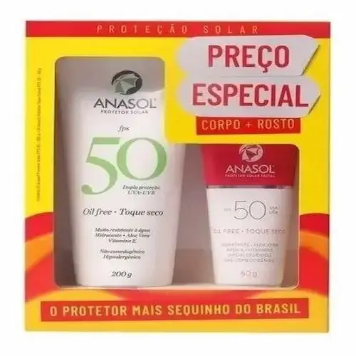Kit Protetor Solar Anasol 200g + Protetor Solar Facial 60g FPS50